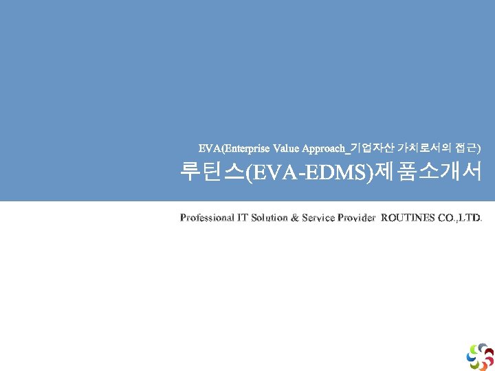 EVA(Enterprise Value Approach_기업자산 가치로서의 접근) 루틴스(EVA-EDMS)제품소개서 Professional IT Solution & Service Provider ROUTINES CO.