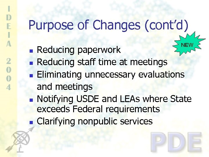 Purpose of Changes (cont’d) NEW n n n Reducing paperwork Reducing staff time at