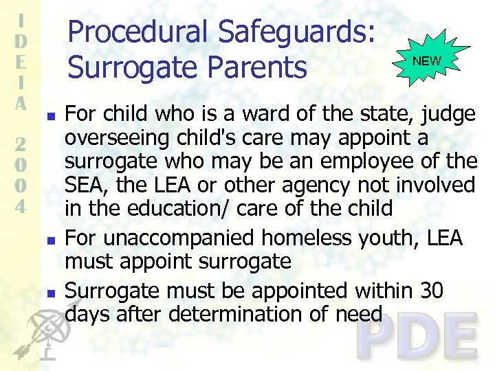 Procedural Safeguards: Surrogate Parents n n n NEW For child who is a ward