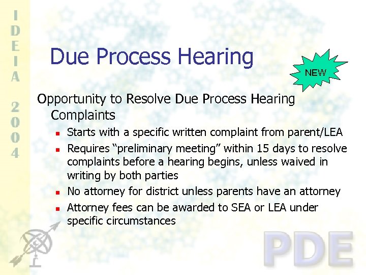 Due Process Hearing NEW Opportunity to Resolve Due Process Hearing Complaints n n Starts