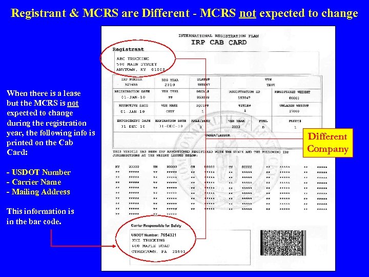 Registrant & MCRS are Different - MCRS not expected to change When there is