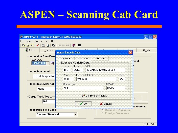 ASPEN – Scanning Cab Card 