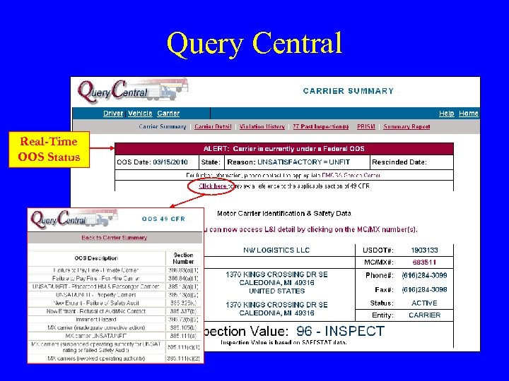 Query Central Real-Time OOS Status 