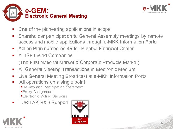 e-GEM: Electronic General Meeting § One of the pioneering applications in scope § Shareholder