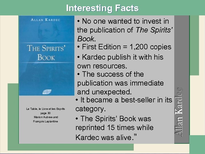 Interesting Facts La Table, le Livre et les Esprits page 30 Marion Aubree and