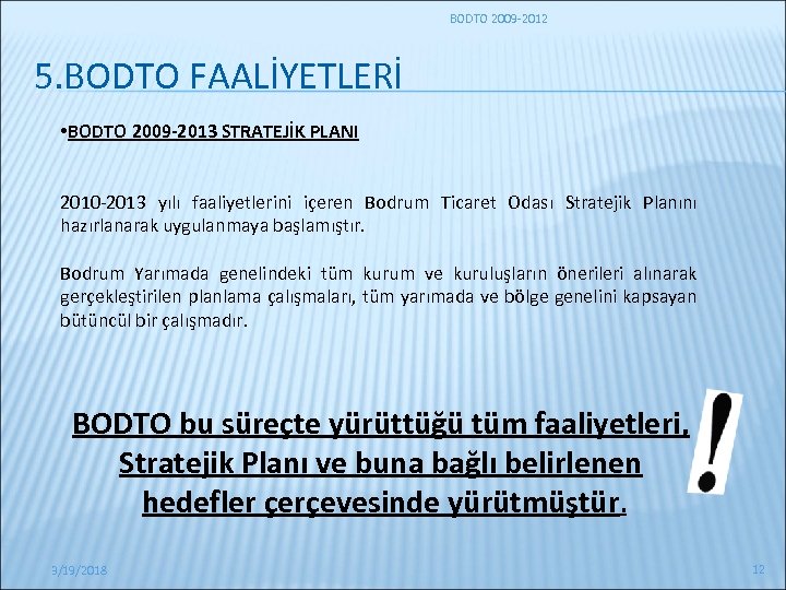 BODTO 2009 -2012 5. BODTO FAALİYETLERİ • BODTO 2009 -2013 STRATEJİK PLANI 2010 -2013