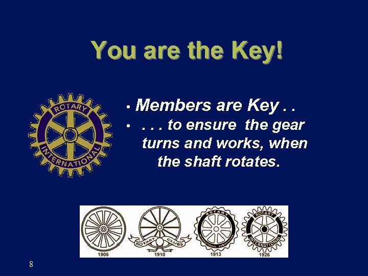 You are the Key! • • 8 Members are Key. . . to ensure