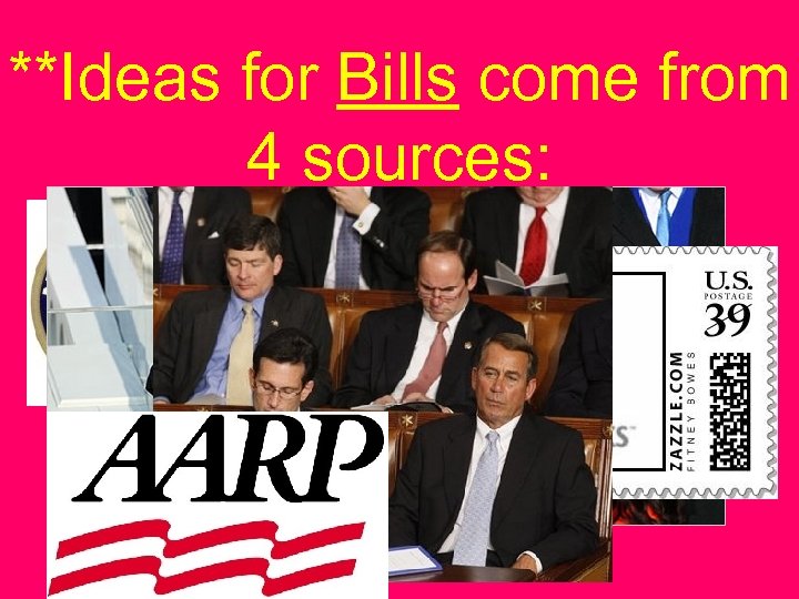 **Ideas for Bills come from 4 sources: 