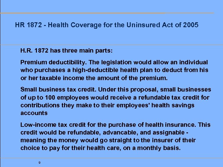 HR 1872 - Health Coverage for the Uninsured Act of 2005 H. R. 1872