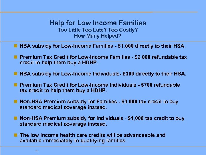 Help for Low Income Families Too Little Too Late? Too Costly? How Many Helped?