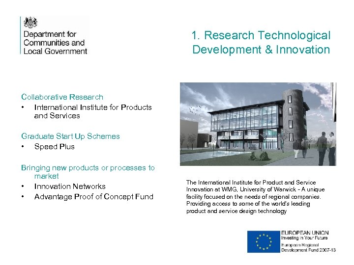 1. Research Technological Development & Innovation Collaborative Research • International Institute for Products and