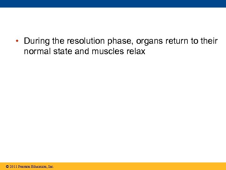  • During the resolution phase, organs return to their normal state and muscles