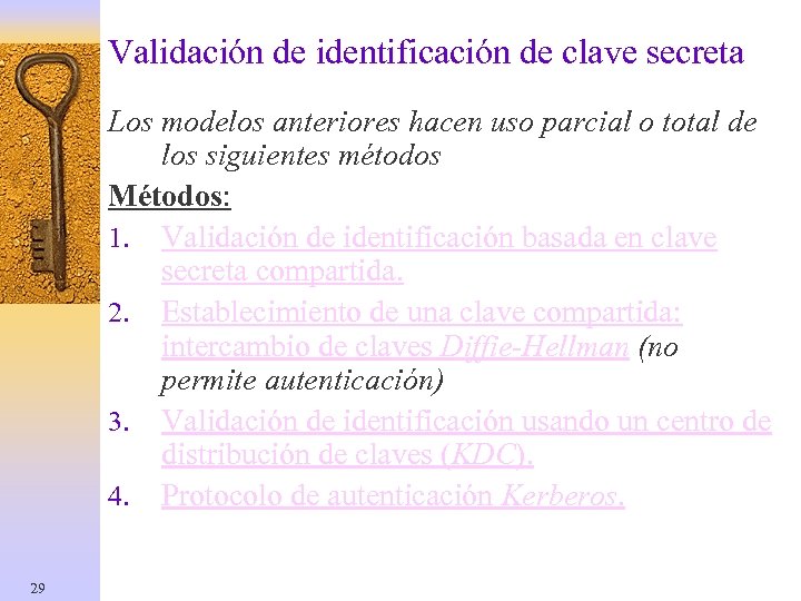 Validación de identificación de clave secreta Los modelos anteriores hacen uso parcial o total