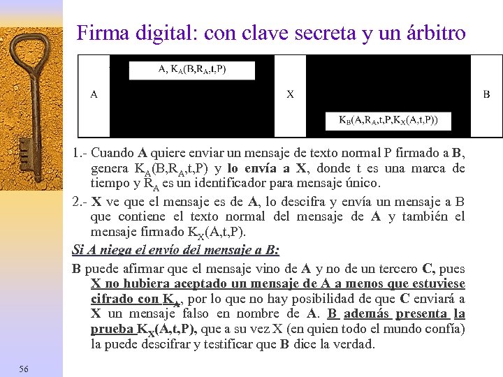 Firma digital: con clave secreta y un árbitro 1. - Cuando A quiere enviar