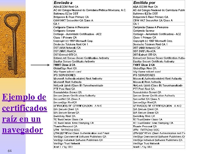 Ejemplo de certificados raíz en un navegador 64 