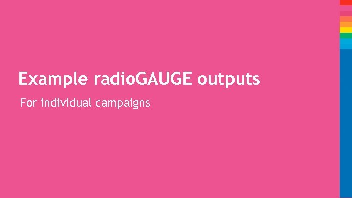 Example radio. GAUGE outputs For individual campaigns 