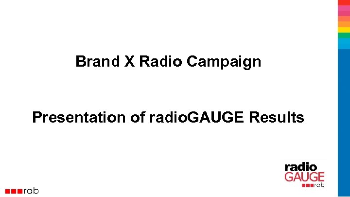 Brand X Radio Campaign Presentation of radio. GAUGE Results 