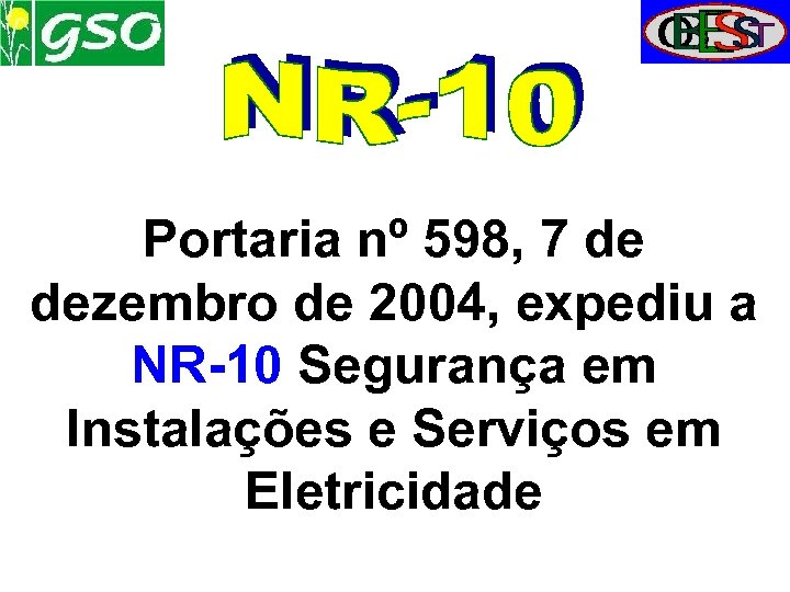 Portaria nº 598, 7 de dezembro de 2004, expediu a NR-10 Segurança em Instalações