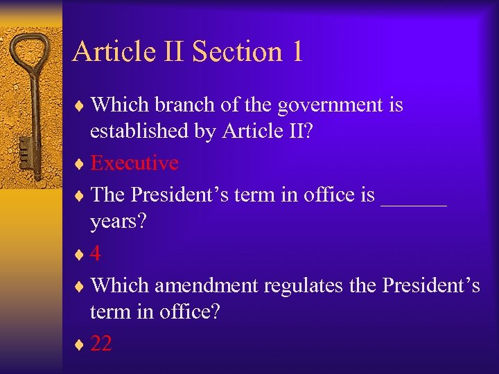 Article II Section 1 ¨ Which branch of the government is established by Article