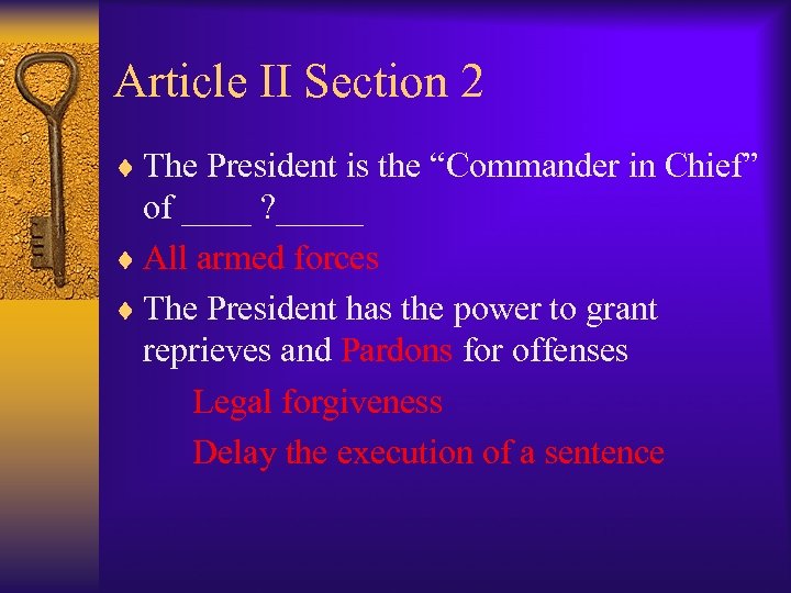 Article II Section 2 ¨ The President is the “Commander in Chief” of ____