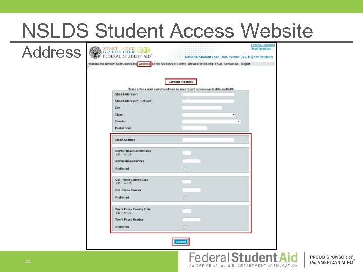 NSLDS Student Access Website Address 33 