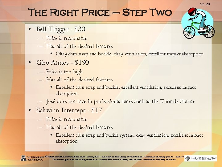 2. 2. 1. G 1 The Right Price – Step Two • Bell Trigger