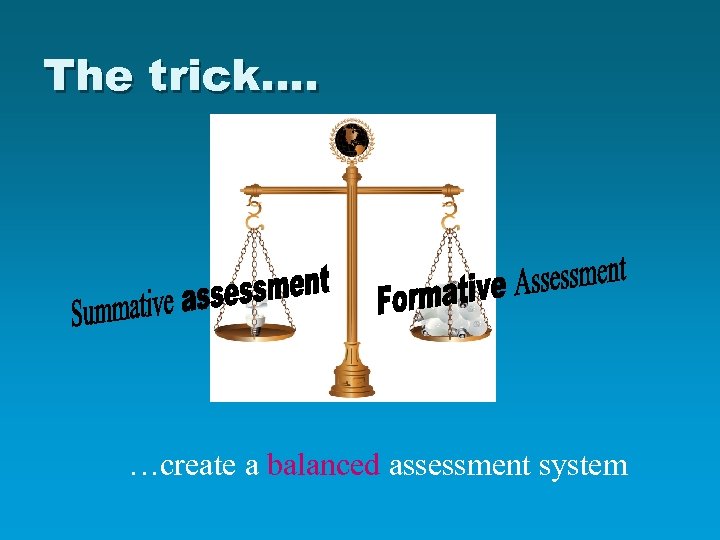 The trick…. …create a balanced assessment system 