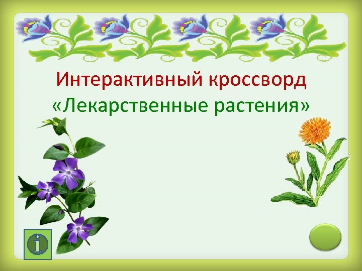 Интерактивный кроссворд «Лекарственные растения» 