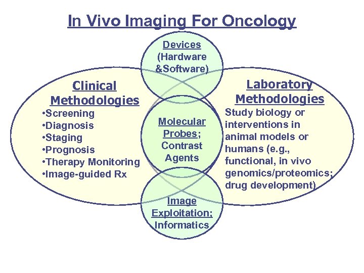In Vivo Imaging For Oncology Devices (Hardware &Software) Laboratory Methodologies Clinical Methodologies • Screening