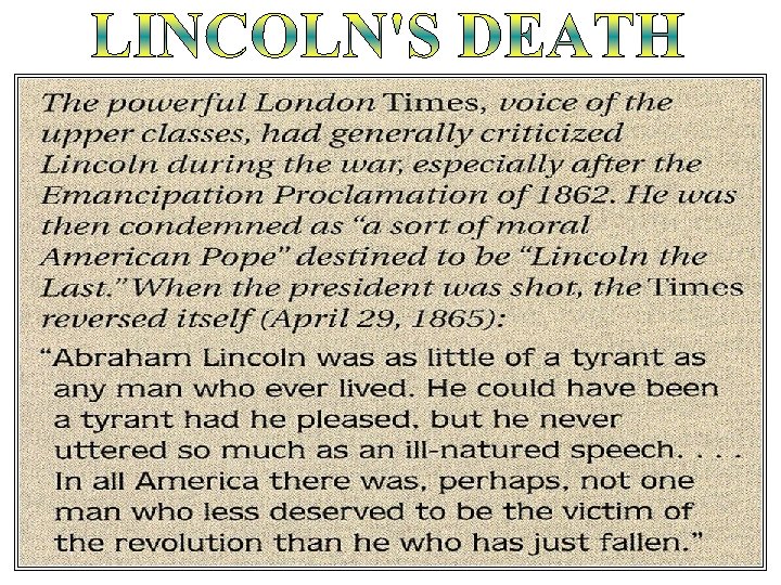 Document: Lincoln’s death 