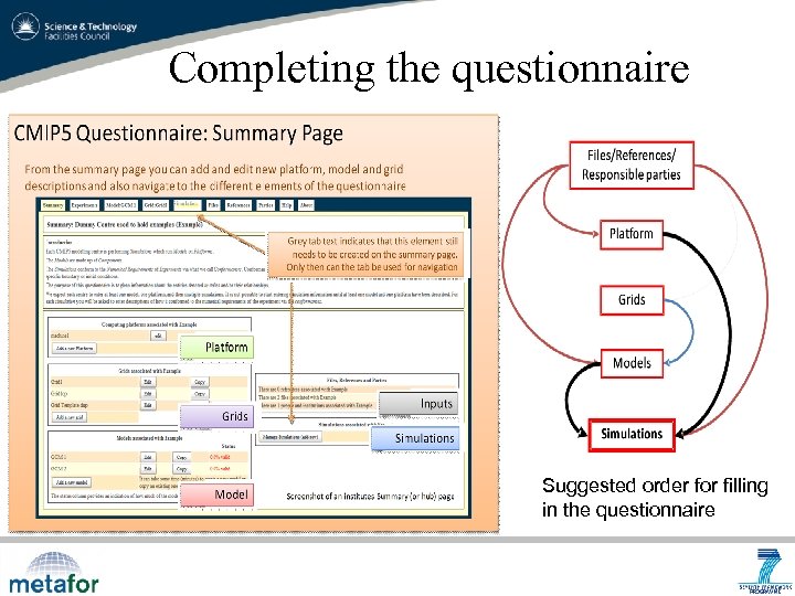 Completing the questionnaire Suggested order for filling in the questionnaire 
