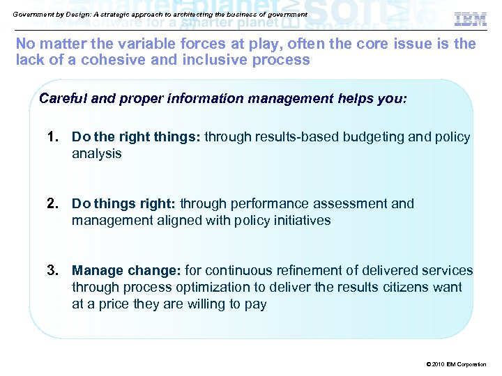 Government by Design: A strategic approach to architecting the business of government No matter