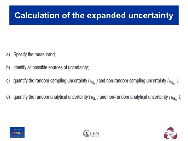 Calculation of the expanded uncertainty 