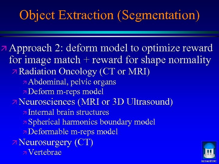 Object Extraction (Segmentation) ä Approach 2: deform model to optimize reward for image match