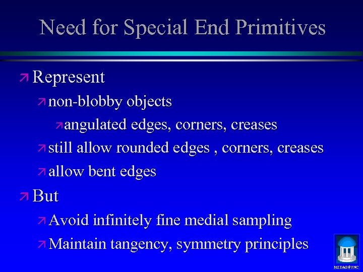 Need for Special End Primitives ä Represent ä non-blobby objects ä angulated edges, corners,