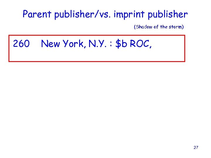 Parent publisher/vs. imprint publisher (Shadow of the storm) 260 New York, N. Y. :