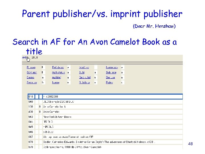 Parent publisher/vs. imprint publisher (Dear Mr. Henshaw) Search in AF for An Avon Camelot