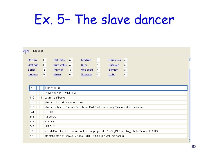 Ex. 5– The slave dancer 63 