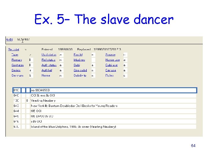 Ex. 5– The slave dancer 64 