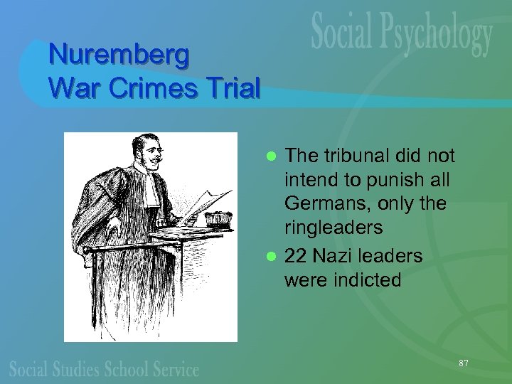 Nuremberg War Crimes Trial The tribunal did not intend to punish all Germans, only