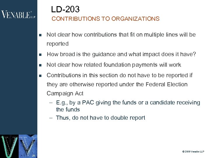 LD-203 CONTRIBUTIONS TO ORGANIZATIONS Not clear how contributions that fit on multiple lines will