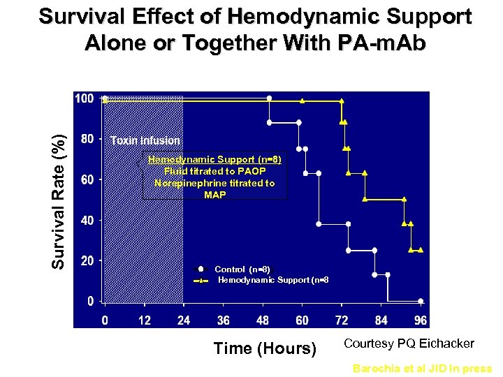 Survival Effect of Hemodynamic Support Alone or Together With PA-m. Ab Survival Rate (%)