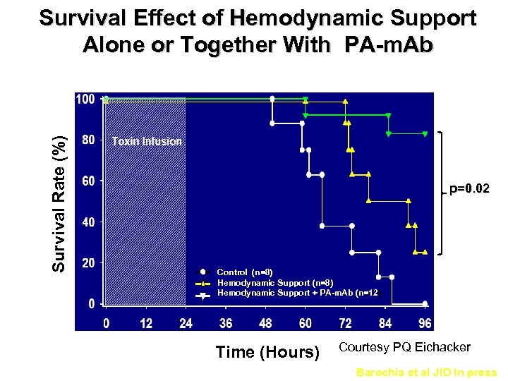 Survival Rate (%) Survival Effect of Hemodynamic Support Alone or Together With PA-m. Ab