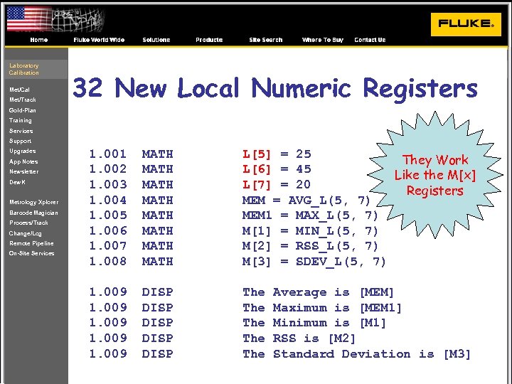 Laboratory Calibration Met/Cal Met/Track 32 New Local Numeric Registers Gold-Plan Training Services Support Upgrades