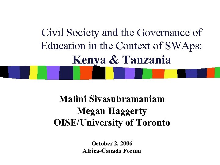 Civil Society and the Governance of Education in the Context of SWAps: Kenya &