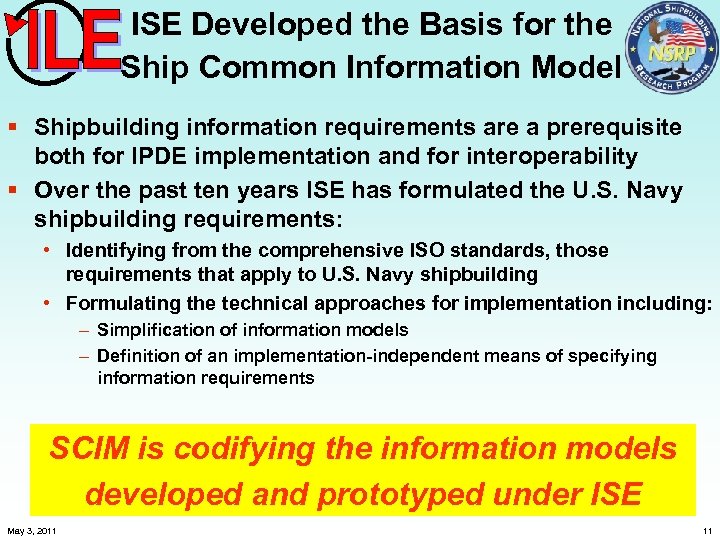 ISE Developed the Basis for the Ship Common Information Model § Shipbuilding information requirements