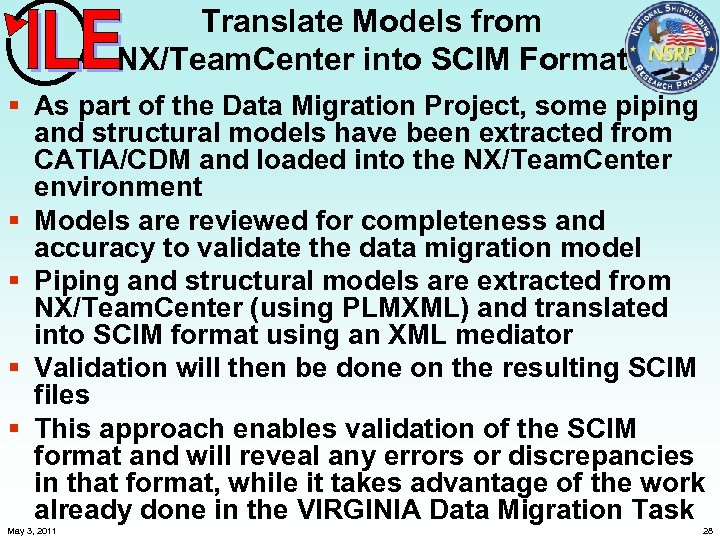 Translate Models from NX/Team. Center into SCIM Format § As part of the Data