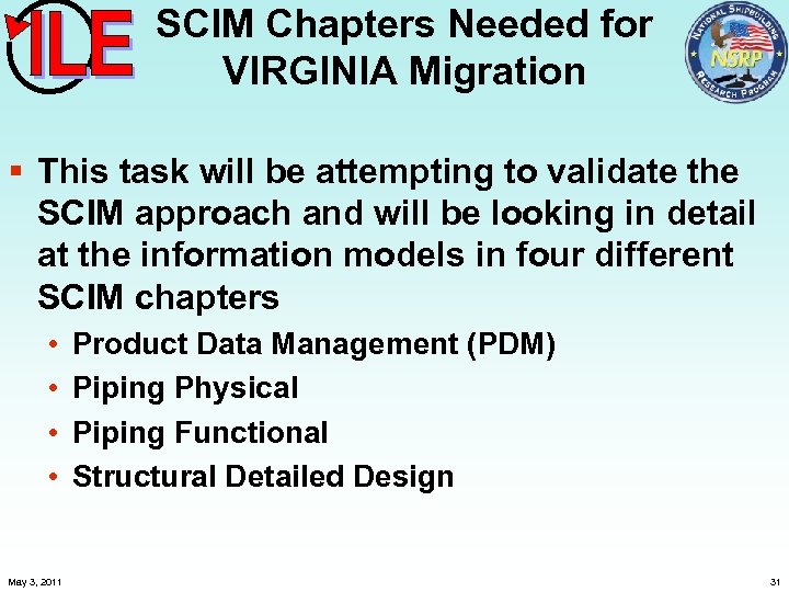 SCIM Chapters Needed for VIRGINIA Migration § This task will be attempting to validate