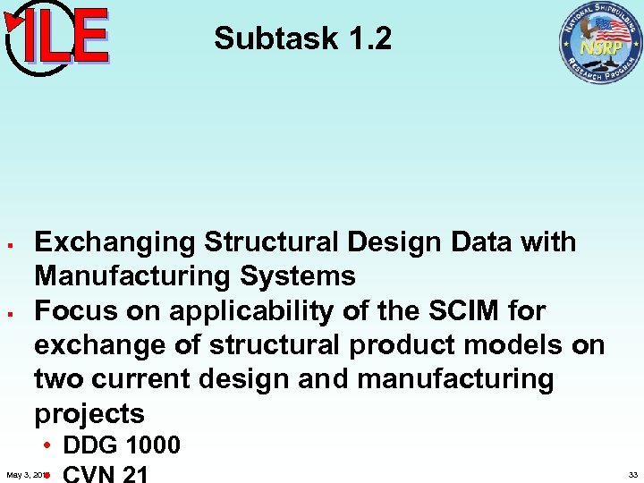 Subtask 1. 2 § § Exchanging Structural Design Data with Manufacturing Systems Focus on