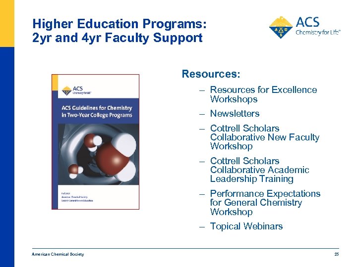 Higher Education Programs: 2 yr and 4 yr Faculty Support Resources: – Resources for